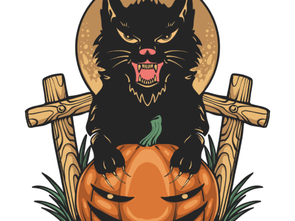 Pumpkin and cat t shirt illustration