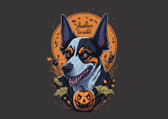 Spooky Dog Pumpkin Hallooween Tshirt Design