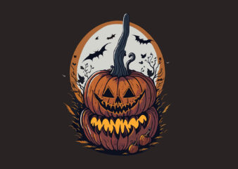 Spooky Pumpkin Halloween Tshirt Vector