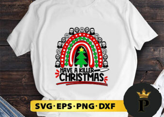 Rainbow Horror Movie Christmas SVG, Merry Christmas SVG, Xmas SVG PNG DXF EPS t shirt design online
