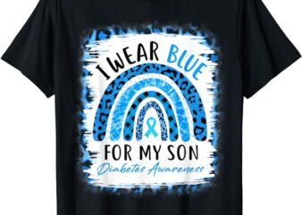 Rainbow I Wear Blue Ribbon For My Son T1D Diabetes Awareness T-Shirt