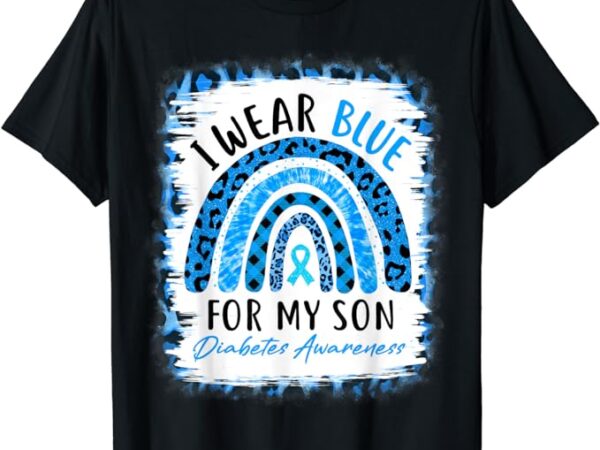 Rainbow i wear blue ribbon for my son t1d diabetes awareness t-shirt