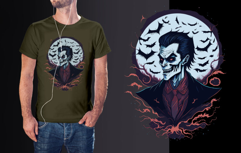 Spooky Dracula Witch Halloween Tshirt Design
