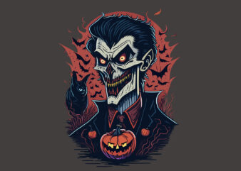 Spooky Red Vampire Halloween t shirt template vector