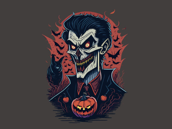 Spooky red vampire halloween t shirt template vector