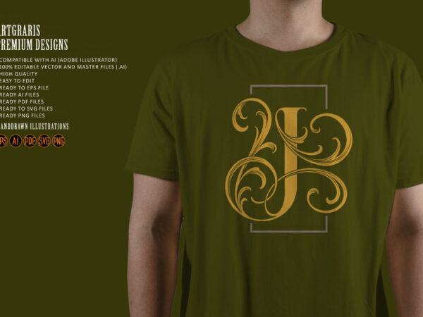 Regal vintage letter j monogram logo elegance t shirt design online