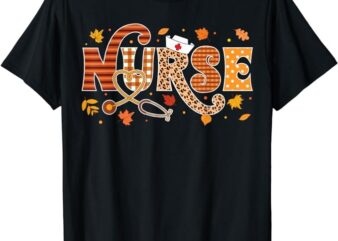 Retro Autumn Pumpkin Fall Nurse Life Thanksgiving Nurse T-Shirt