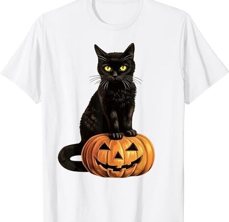 Retro black cat halloween pumpkin costume for women men kids t-shirt png file