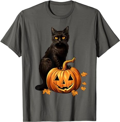 Retro Black Cat Halloween Pumpkin Costume For Women Men Kids T-Shirt PNG File