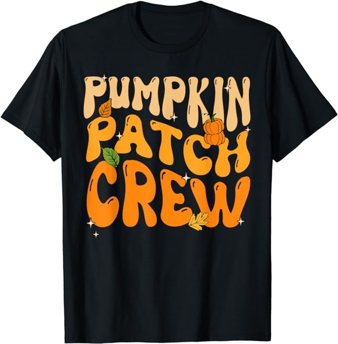Retro Groovy Pumpkin Patch Crew Thanksgiving Fall Autumn T-Shirt
