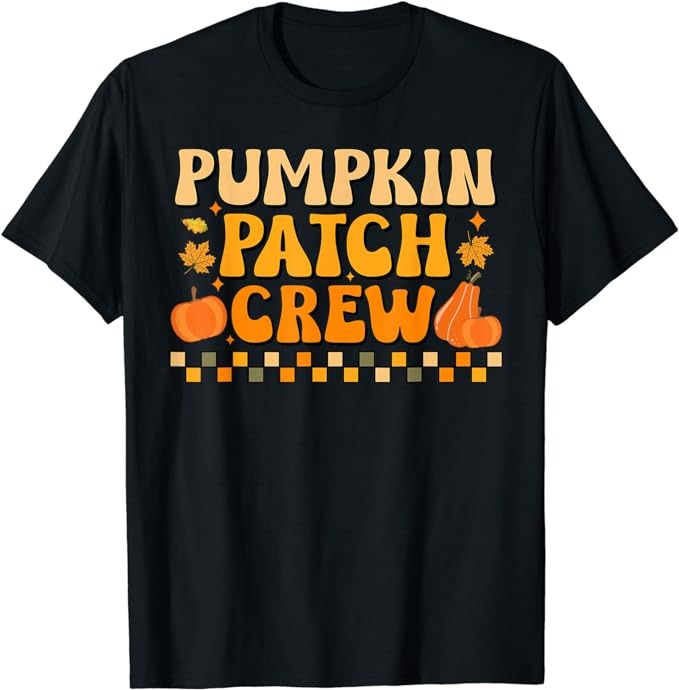Retro Groovy Pumpkin Patch Crew Thanksgiving Fall Autumn T-Shirt
