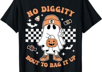Retro Halloween Kids No Diggity Bout To Bag It Up Ghost T-Shirt PNG File