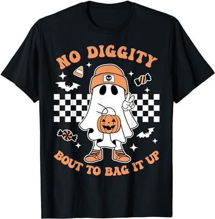 Retro halloween kids no diggity bout to bag it up ghost t-shirt png file Retro halloween kids no diggity bout to bag it up ghost t-shirt png file