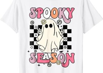 Retro Hippie Halloween Cute Ghost Spooky Season Funny Gifts T-Shirt PNG File