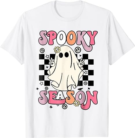 Retro Hippie Halloween Cute Ghost Spooky Season Funny Gifts T-Shirt PNG File