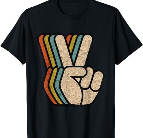 Retro peace sign v fingers vintage 60s 70s 80s cool graphic t-shirt png file