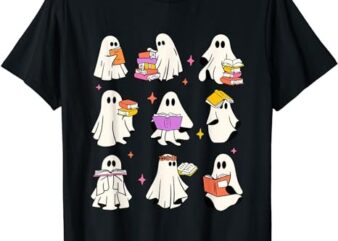 Retro Teacher Halloween Ghost Read More Books Teacher T-Shirt PNG File