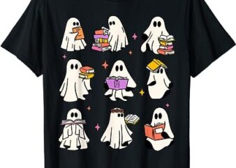Retro Teacher Halloween Ghost Read More Books Teacher T-Shirt PNG File