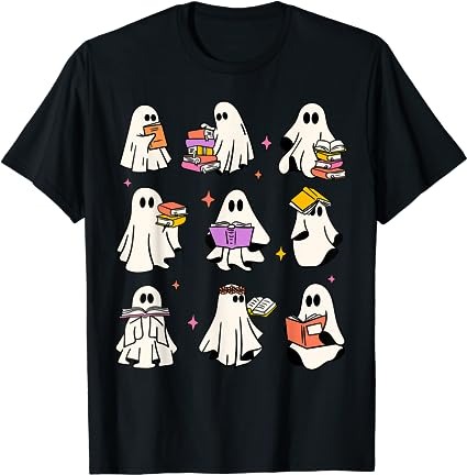 Retro teacher halloween ghost read more books teacher t-shirt png file