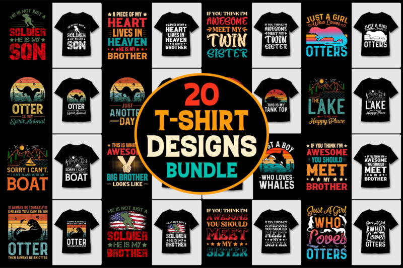 Retro Vintage Sunset T-Shirt Design Bundle