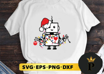 Robot Christmas Lights SVG, Merry Christmas SVG, Xmas SVG PNG DXF EPS