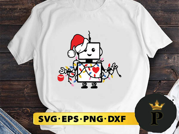 Robot christmas lights svg, merry christmas svg, xmas svg png dxf eps t shirt design online