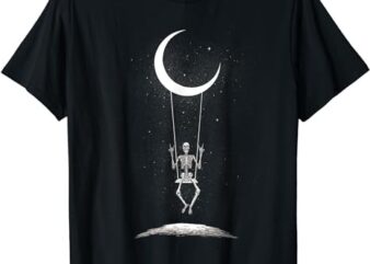 Rock On Skeleton Hands Halloween Moon Band Tee Rock And Roll T-Shirt png file
