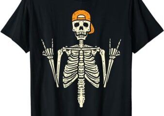 Rocker Skeleton Cap Skater Cool Halloween Punk Rock Men Boys T-Shirt PNG File