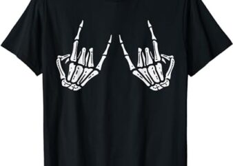 Rocker Skeleton Rock Hand On Skater Halloween For Men Women T-Shirt PNG File