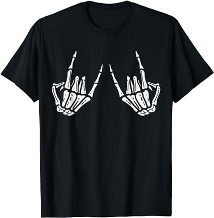 Rocker Skeleton Rock Hand On Skater Halloween For Men Women T-Shirt PNG ...
