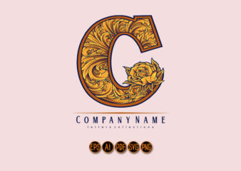 Royal renaissance classic C lettering monogram logo t shirt design online