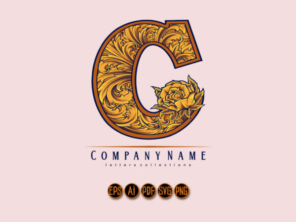 Royal renaissance classic c lettering monogram logo t shirt design online