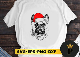 Santa Bulldog Christmas SVG, Merry Christmas SVG, Xmas SVG PNG DXF EPS