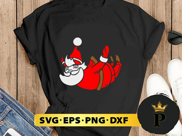 Santa christmas skydiving svg, merry christmas svg, xmas svg png dxf eps t shirt template vector