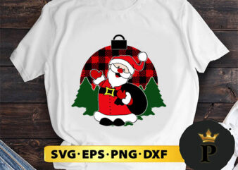 Santa Claus Christmas Tree Ornament Plaid SVG, Merry Christmas SVG, Xmas SVG PNG DXF EPS