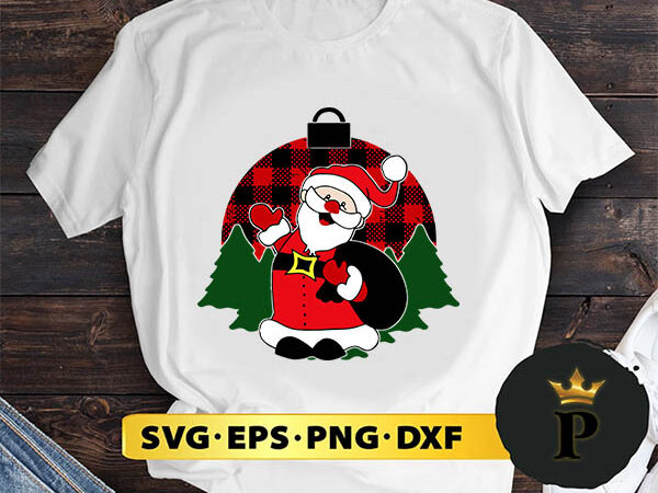Santa claus christmas tree ornament plaid svg, merry christmas svg, xmas svg png dxf eps t shirt template vector