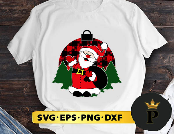 Santa Claus Christmas Tree Ornament Plaid SVG, Merry Christmas SVG, Xmas SVG PNG DXF EPS