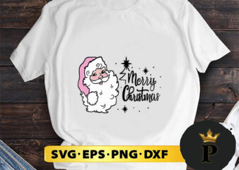Santa Claus Merry Christmas Pink SVG, Merry Christmas SVG, Xmas SVG PNG DXF EPS t shirt template vector