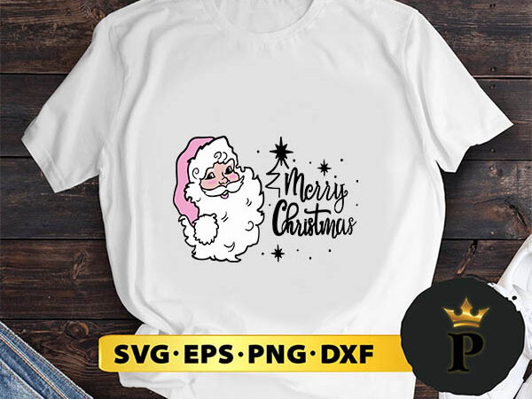 Santa claus merry christmas pink svg, merry christmas svg, xmas svg png dxf eps t shirt template vector