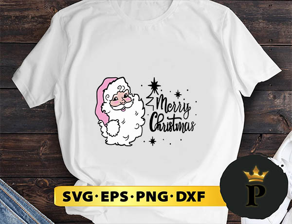 Santa Claus Merry Christmas Pink SVG, Merry Christmas SVG, Xmas SVG PNG DXF EPS