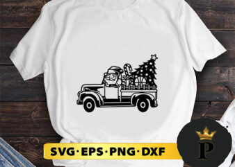 Santa Claus On Truck Christmas SVG, Merry Christmas SVG, Xmas SVG PNG DXF EPS t shirt template vector