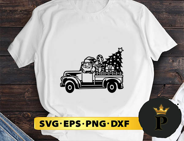 Santa Claus On Truck Christmas SVG, Merry Christmas SVG, Xmas SVG PNG DXF EPS