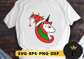Santa Hat Unicorn Christmas SVG, Merry Christmas SVG, Xmas SVG PNG DXF EPS t shirt template vector