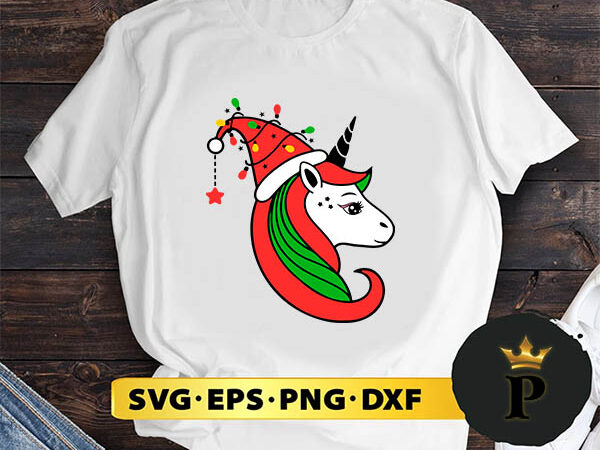 Santa hat unicorn christmas svg, merry christmas svg, xmas svg png dxf eps t shirt template vector