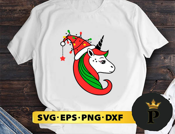 Santa Hat Unicorn Christmas SVG, Merry Christmas SVG, Xmas SVG PNG DXF EPS