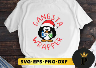 Santa Penguin Hug Gift Gangsta Wrapper Christmas SVG, Merry Christmas SVG, Xmas SVG PNG DXF EPS