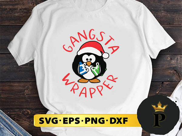 Santa penguin hug gift gangsta wrapper christmas svg, merry christmas svg, xmas svg png dxf eps t shirt template vector