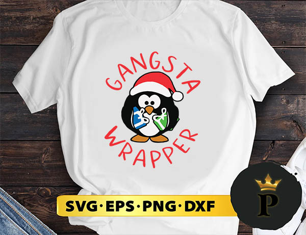 Santa Penguin Hug Gift Gangsta Wrapper Christmas SVG, Merry Christmas SVG, Xmas SVG PNG DXF EPS