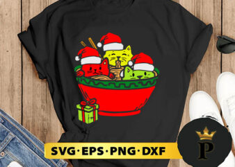 Santa Ramen Cats Anime Christmas SVG, Merry Christmas SVG, Xmas SVG PNG DXF EPS