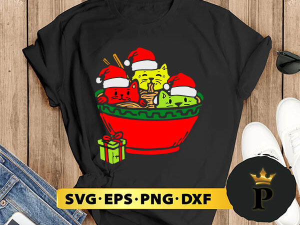 Santa ramen cats anime christmas svg, merry christmas svg, xmas svg png dxf eps t shirt template vector